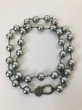 Load image into Gallery viewer, Rainey Elizabeth Long Silver Pearl and Pave Diamond Necklace