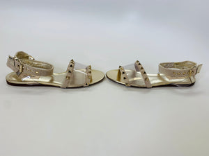 Valentino Garavani Gold Flat Rockstud Sandals Size 37