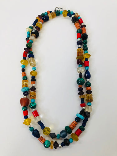 Rainey Elizabeth Long Multi Color Stone Necklace
