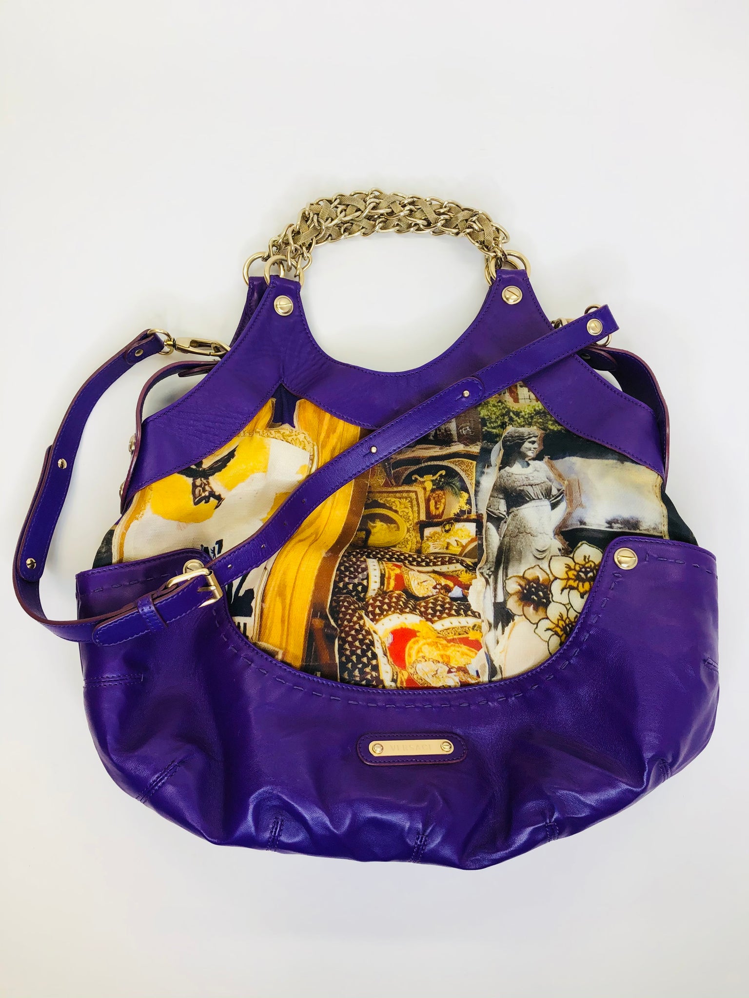 Versace Collaboration With Tim Roeloffs Purple Leather and Printed Fab –  JDEX Styles